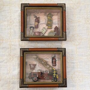 Firefighter Shadow Box Wall Art - Set of 2